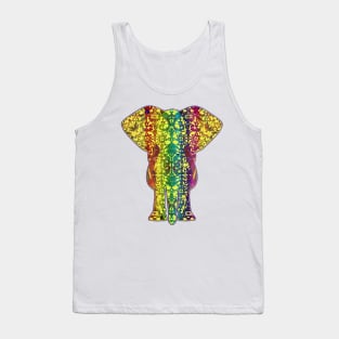 Rainbow Yellow Elephant on Purple Tank Top